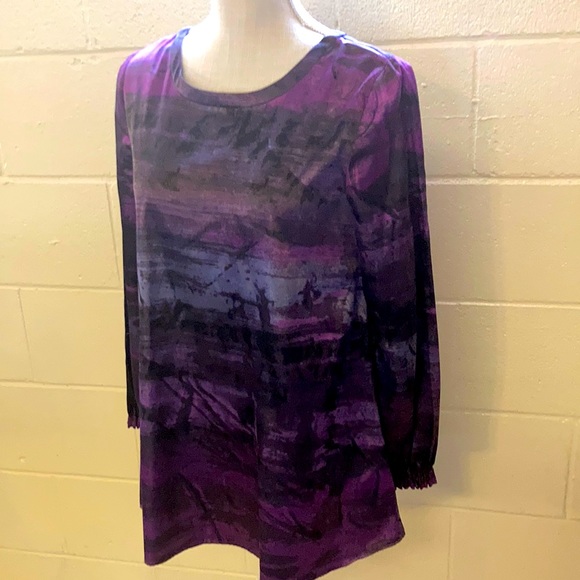 Simply Vera Vera Wang Tops - Simply Vera by Vera Wang Purple & Black Blouse